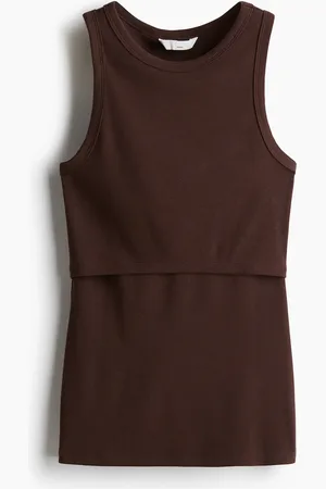 H&M MAMA Geripptes Still-Tanktop - Braun - Damen