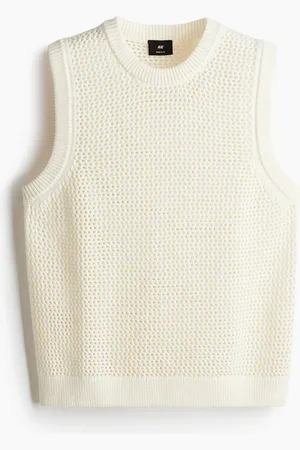 H&M Pointellestrick-Tanktop in Regular Fit - Weiß - Herren
