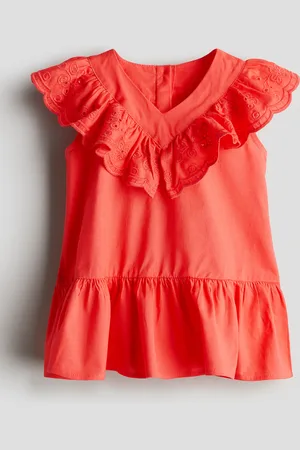 H&M Baumwollkleid mit Volants - Rot - Kinder