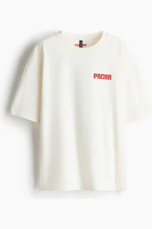 H&M Oversized T-Shirt mit Print - Weiß - Damen