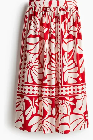 H&M Maxirock aus Popeline - Rot - Damen