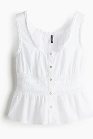 H&M Tanktop mit Peplum - Weiß - Damen