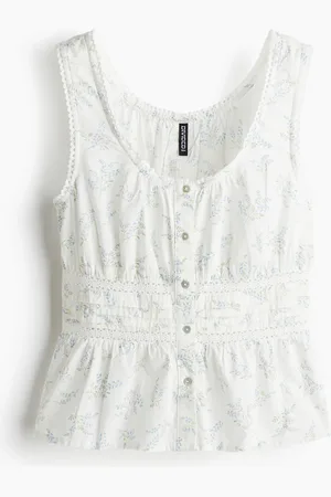 H&M Tanktop mit Peplum - Weiß - Damen