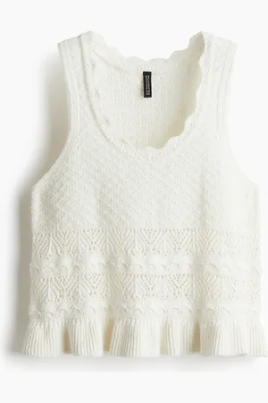H&M Tanktop im Häkellook - Weiß - Damen