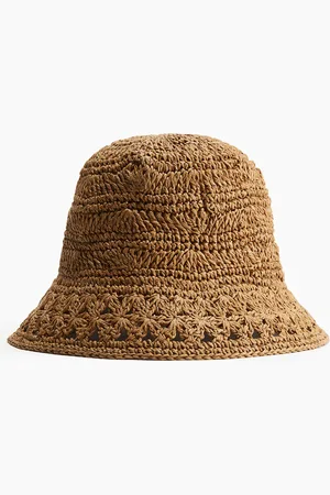 H&M Gehäkelter Bucket Hat aus Stroh - - Damen