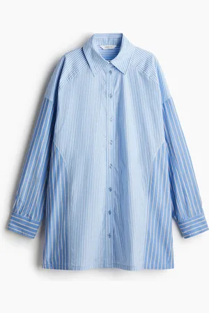 H&M Oversized Baumwollbluse - Blau - Damen