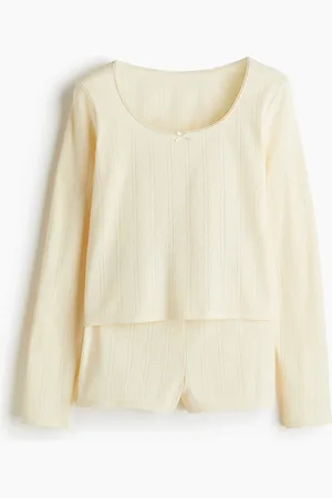 H&M Pyjama mit Pointellemuster - Gelb - Damen