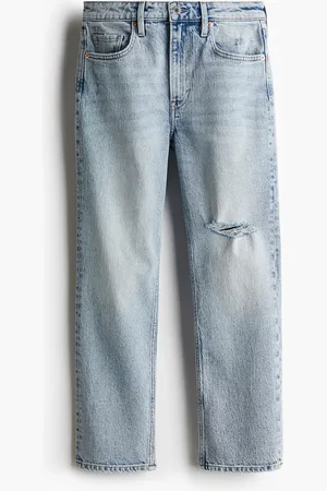 H&M Slim Straight High Ankle Jeans - Blau - Damen