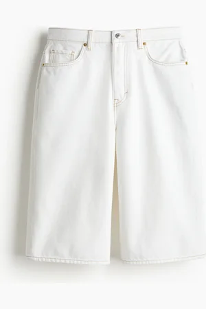 H&M Hohe knielange Denimshorts - Weiß - Damen