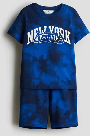 H&M Zweiteiler mit T-Shirt und Sweatshorts - Blau - Kinder