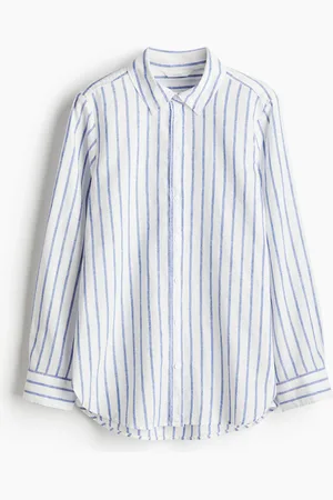 H&M Bluse aus Leinenmix - Blau - Damen