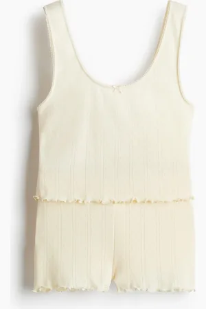 H&M Baumwollpyjama mit Pointellemuster - Gelb - Damen