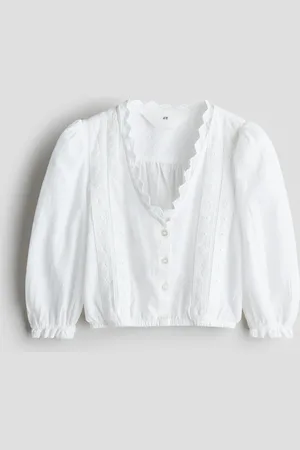 H&M Bluse mit Broderie Anglaise - Weiß - Kinder