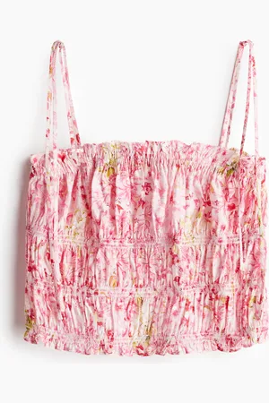 H&M Gesmoktes Top mit Bindeträgern - Rosa - Damen