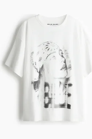H&M Oversized T-Shirt mit Print - Weiß - Damen