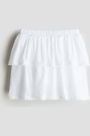 H&M Stufenskort aus Baumwolle - Weiß - Kinder
