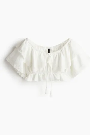 H&M Crop-Top mit Spitzenborten - Weiß - Damen