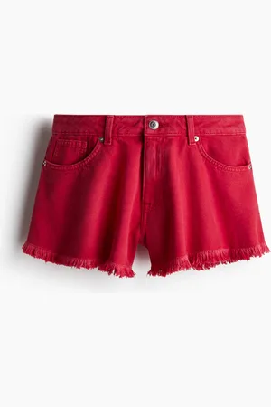 H&M Denimshorts mit Fransenkanten - Rot - Damen