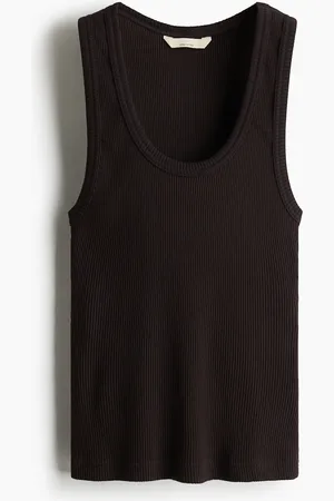 H&M Geripptes Tanktop aus Pima-Baumwolle - Braun - Damen