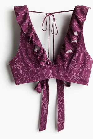 H&M Kurzes Top mit Volantbesatz - Lila - Damen