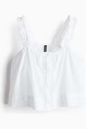 H&M Trägertop mit Spitzendetails - Weiß - Damen