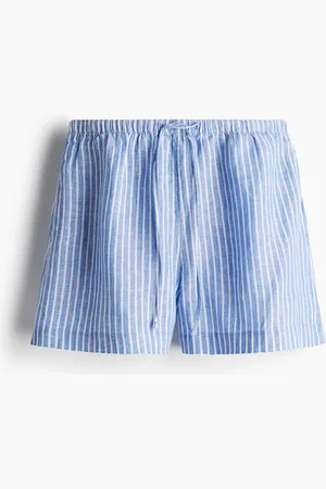 H&M Leinenshorts mit Kordelzug - Blau - Damen