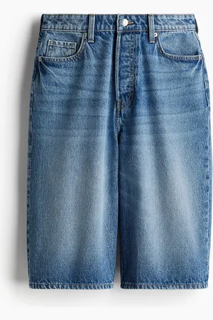 H&M Hohe knielange Denimshorts - Blau - Damen