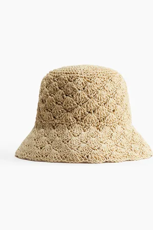 H&M Gehäkelter Bucket Hat aus Stroh - - Damen