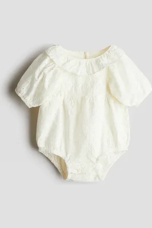 H&M Strampler mit Broderie Anglaise - Weiß - Kinder