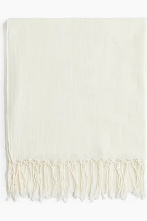 H&M Schal aus Leinenmix - Weiß - Damen