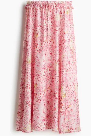 H&M Maxirock mit Volantbesatz - Rosa - Damen