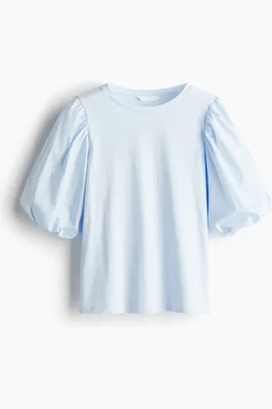 H&M Shirt mit Ballonärmeln - Blau - Damen