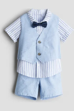 H&M 4-teiliges Ausgeh-Set aus Leinenmix - Blau - Kinder