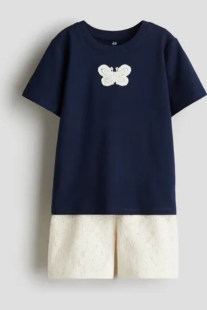 H&M Zweiteiler mit Shirt und Shorts - Blau - Kinder
