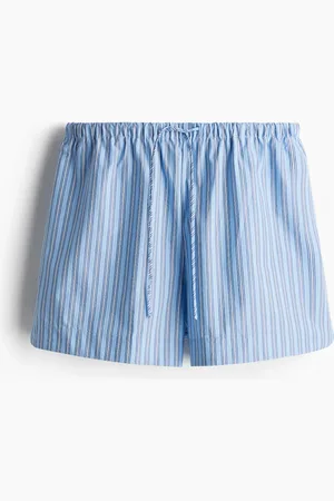 H&M Baumwollshorts mit Kordelzug - Blau - Damen