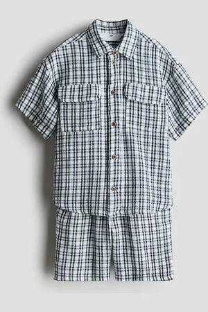 H&M Zweiteiler aus Baumwollmusselin - Blau - Kinder