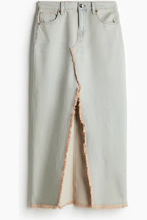 H&M Denimrock mit Fransenkante - Blau - Damen