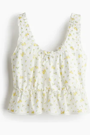 H&M Peplum-Top mit Raffungen - Weiß - Damen