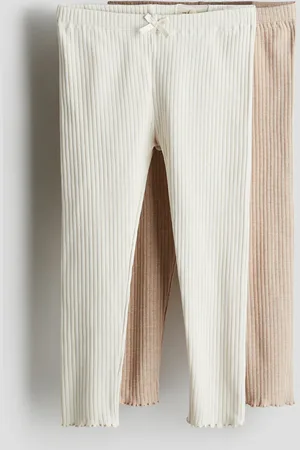 H&M 2er-Pack Gerippte Baumwoll-Leggings - - Kinder