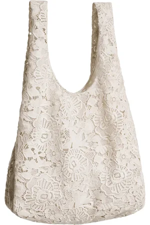 H&M Shopper aus Spitze mit Blütenapplikationen - Weiß - Damen