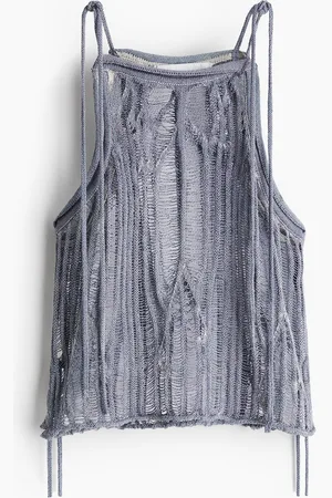 H&M Stricktop mit Bindebändern - Blau - Damen