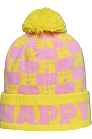 Happy Socks Yellow and Pink Mountain Beanie Pom Pom