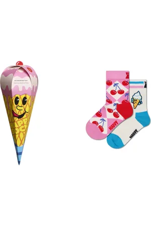 Happy Socks Geschenkset mit 2 Paar rosa Eiscreme-Socken für Kinder