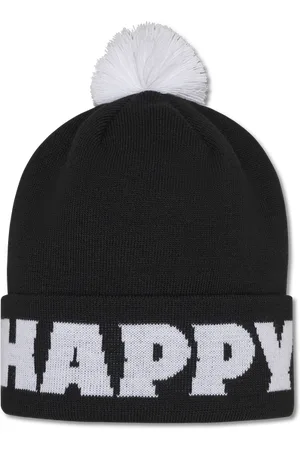 Happy Socks Black and White Mountain Beanie Pom Pom
