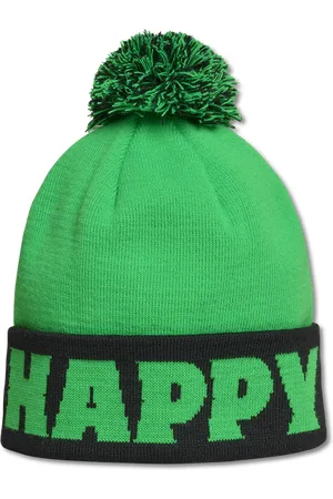 Happy Socks Green and Black Mountain Beanie Pom Pom