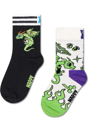 Happy Socks Kids Schwarz 2-Pack Dragon Crew Sockeen