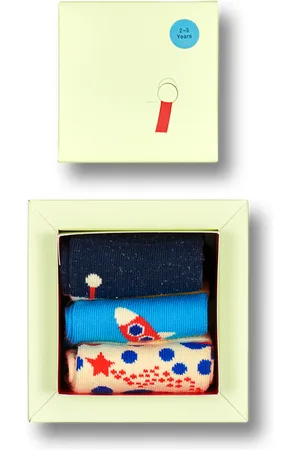 Happy Socks 3er-Pack Kinder Crew Socken-Geschenk-Set Astronaut in Marineblau |