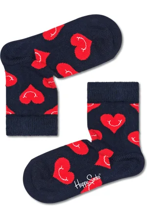 Happy Socks Marineblaue Kinder Smiling Heart Crew Socken