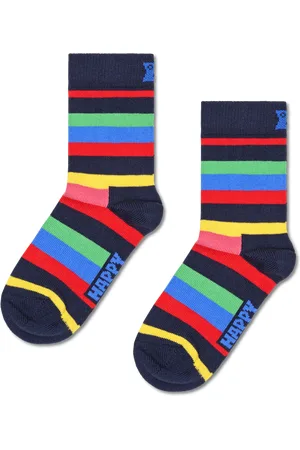 Happy Socks Hellblaue Kinder Stripe Crew Socken
