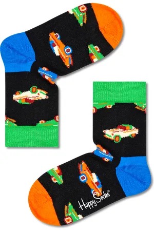 Happy Socks Schwarze Kinder Car Crew Socken